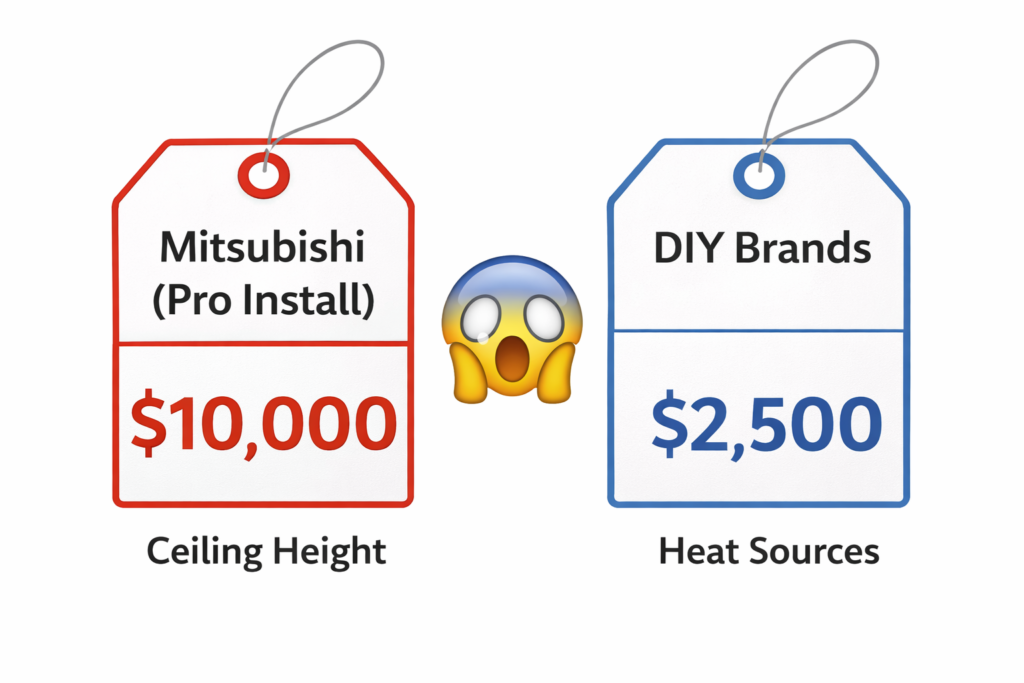 Mitsubishi vs DIY mini split cost 