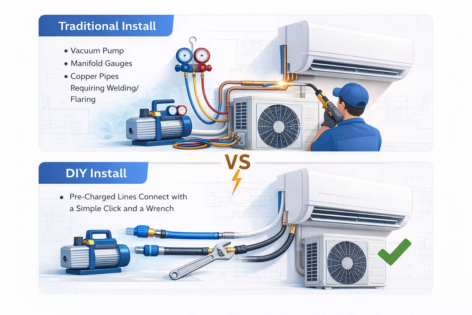 Vacuum Pump Install vs Quick Connect Method