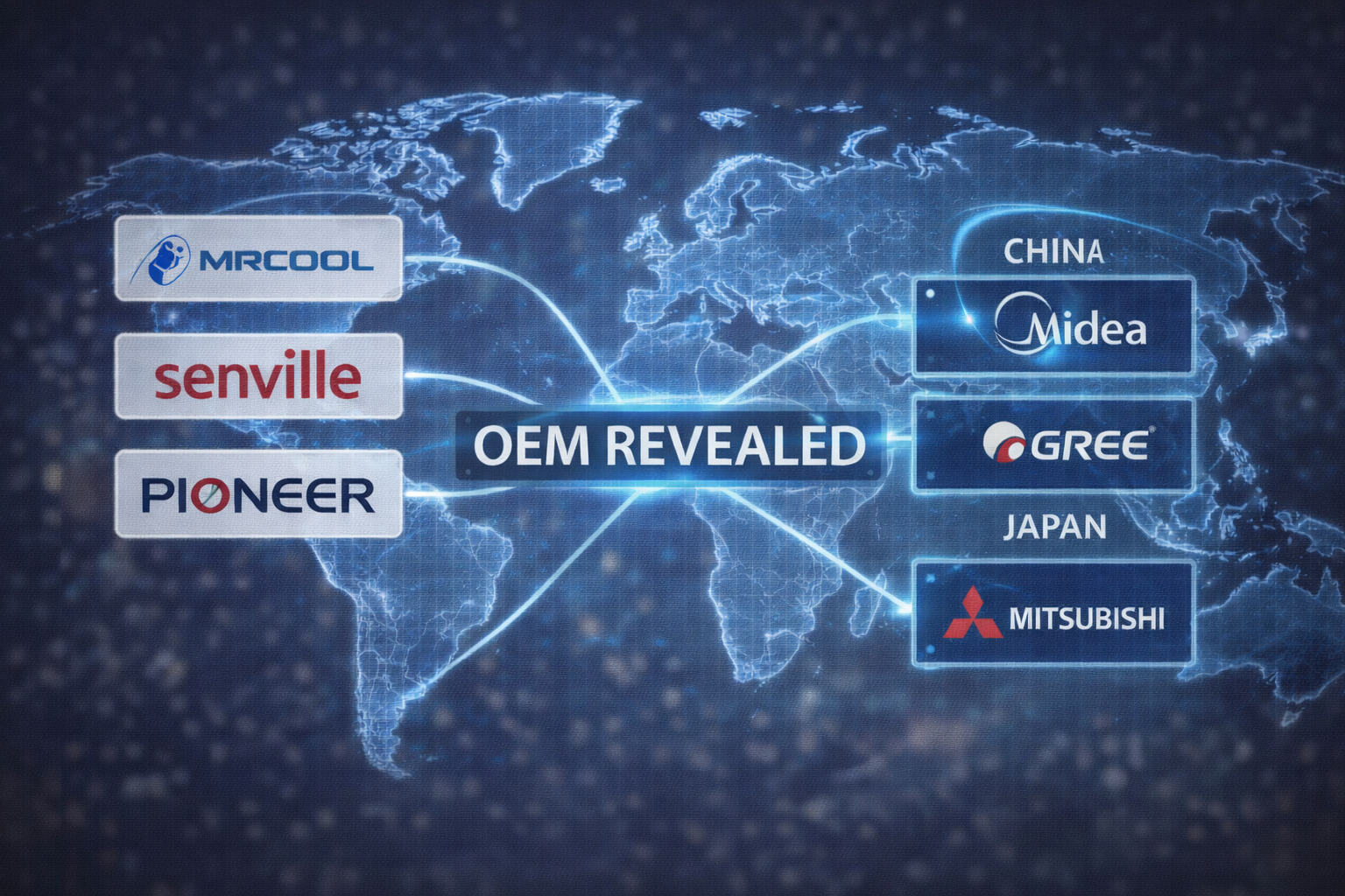 mini split OEM connections on the global map