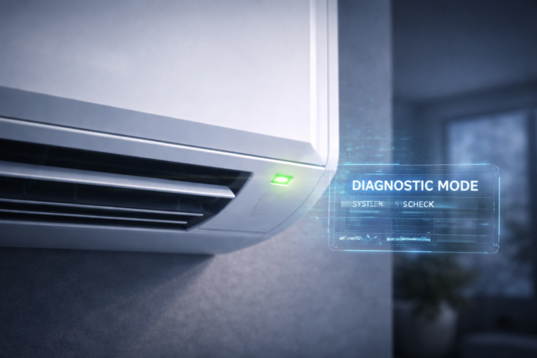 Why is my Mitsubishi mini split blinking green light 14 times?