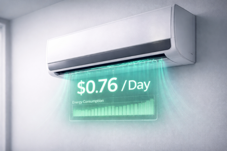 How much electricity does a 12000 btu mini split use per DAY